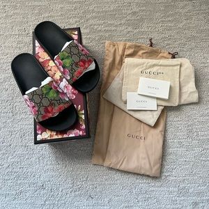 gucci floral slides